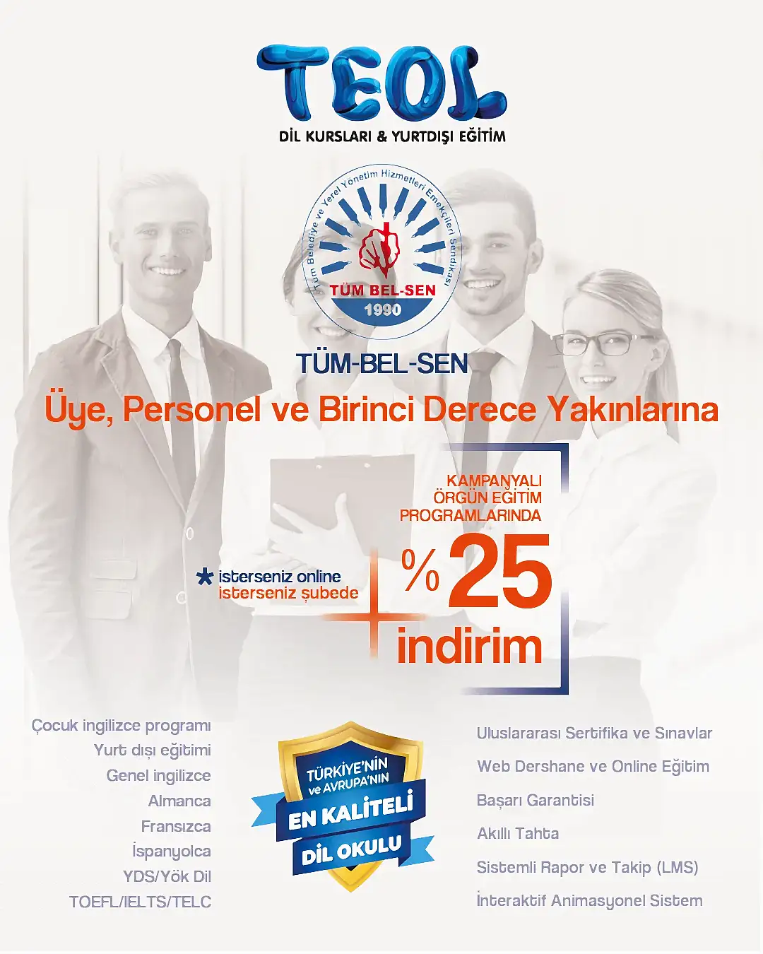 TEOL ESKİŞEHİR ve TÜM-BEL-SEN’DEN %25 İNDİRİMLİ DİL EĞİTİMİ